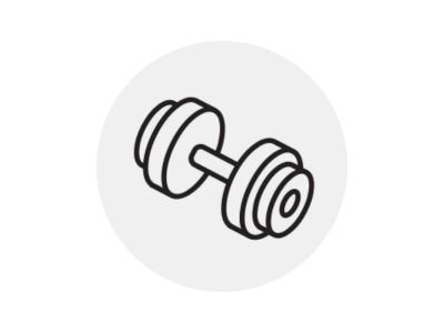 Card com imagem de haltere para treino.